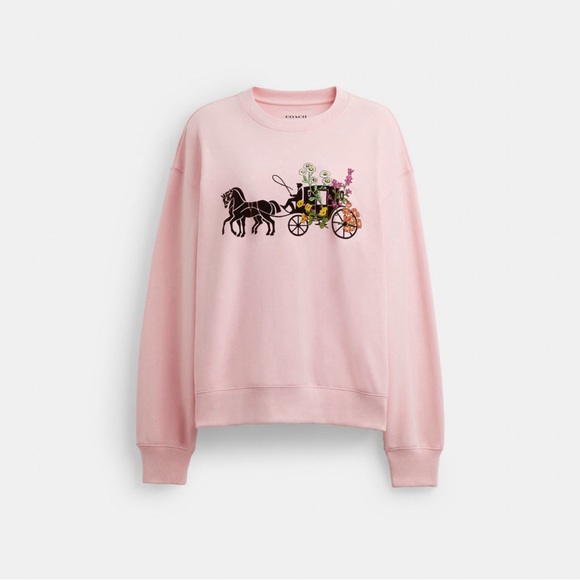 NWT Coach Outlet Garden Floral Horse And Carriage Crewneck - Picture 1 of 7